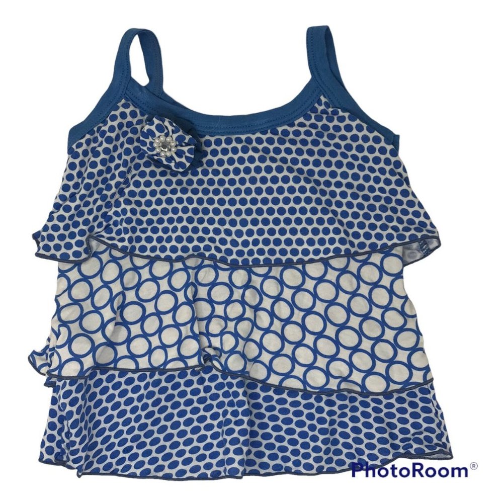 Fuzzy Wuzzy Baby Girls Blue White Sleeveless Casual Dress NEW